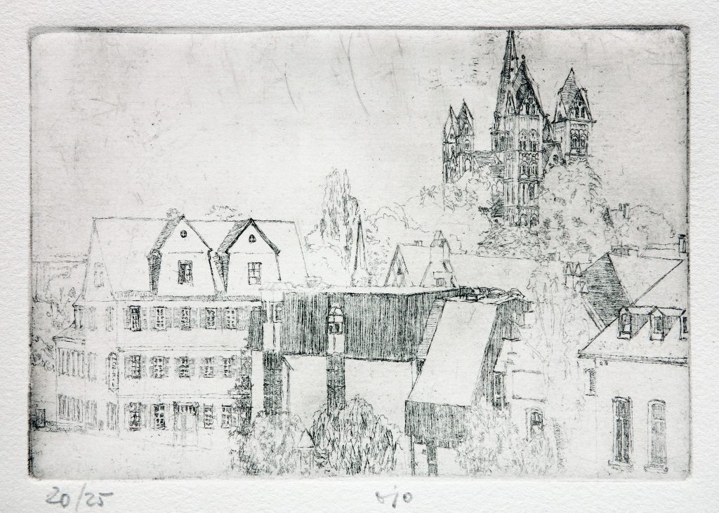 Limburger Dom auf einer Radierung von Klaus Panzner